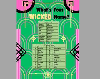 Whats Your Wicked Name? Name Generator Printable Party Game Instant Download Wicked Name Game Wicked Party Game Wicked Name Generator Wicked