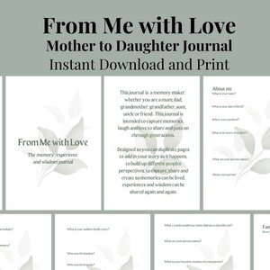 From Me with Love Mother to Daughter Journal Dear Mum Dear Daughter Life Story Journal Memory Journal Family Memory Journal Ancestry Story