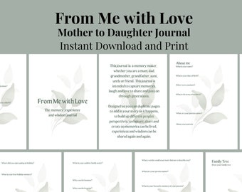 Avec amour Journal de mère en fille Chère maman, chère fille, Journal d'histoires de vie, Journal de souvenirs de famille, Histoire d'ascendance