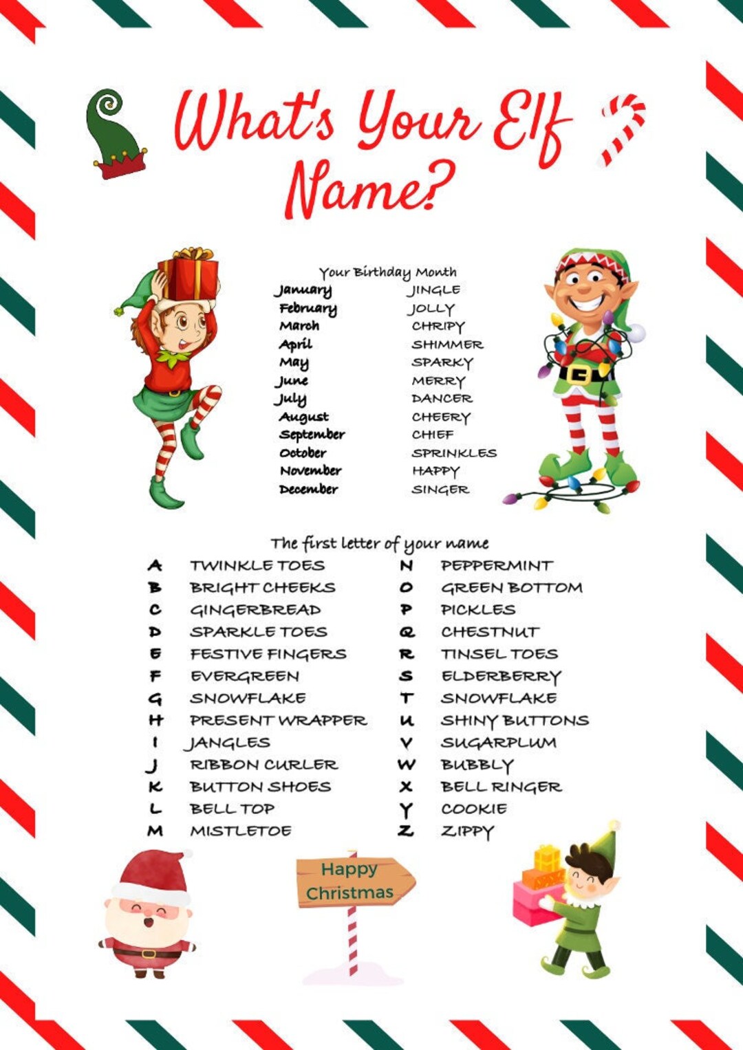 Whats Your Elf Name Name Generator Printable Party Game Instant 