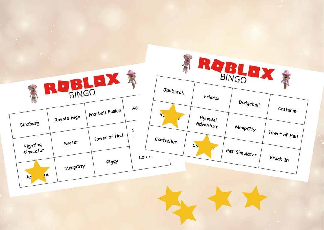Roblox Bingo Digital Download 16 Game Cards Roblox Print at Etsy