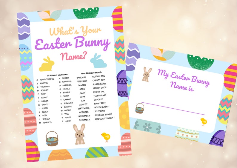Whats Your Easter Bunny Name Name Generator Printable Party Game