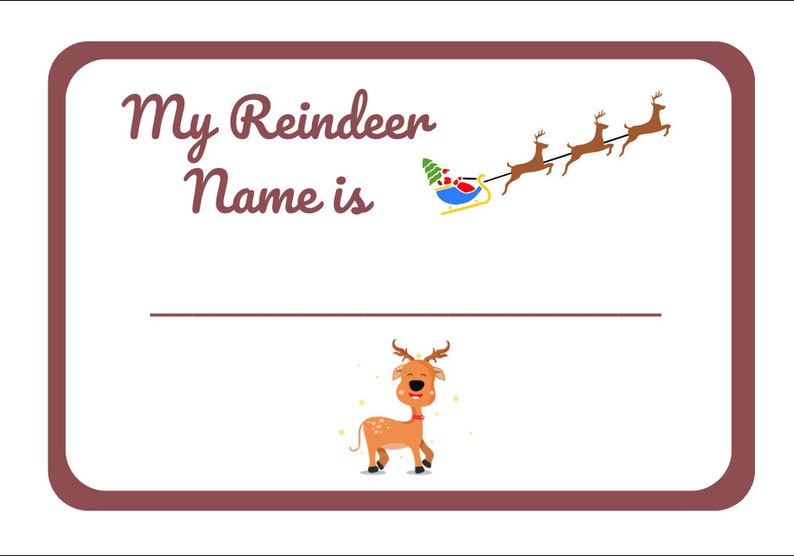 What's Your Reindeer Name? Name Generator Printable Party Game Instant