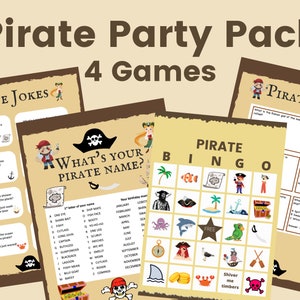 Pirate Party Printable Games 4 Pirate Party Game Pack Pirate Themed Birthday Party Games Pirate Prints Pirate Party Games PDF Prints