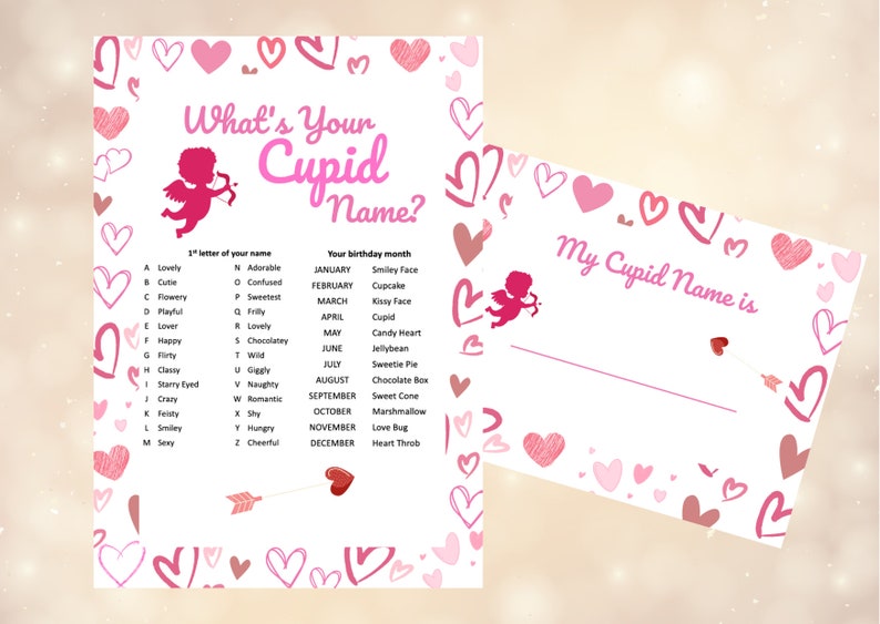 Whats Your Cupid Name Name Generator Printable Party Game Instant