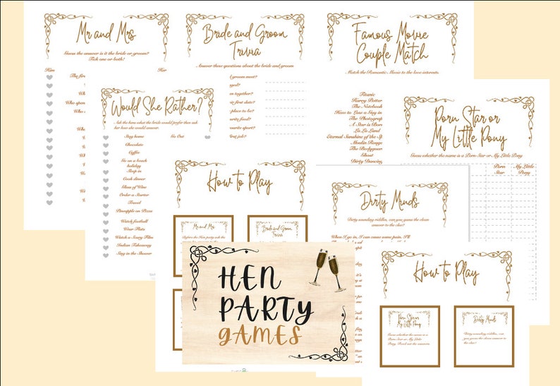 Hen Party Games, Bridal Shower Game, Hen Party Variety, Hen Party Pack