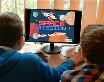 Space Mission Jeu d'évasion en ligne Space Kids Puzzle Children Fun Challenge Jeu virtuel à la maison Téléchargement numérique Space Party Fun Célébrer