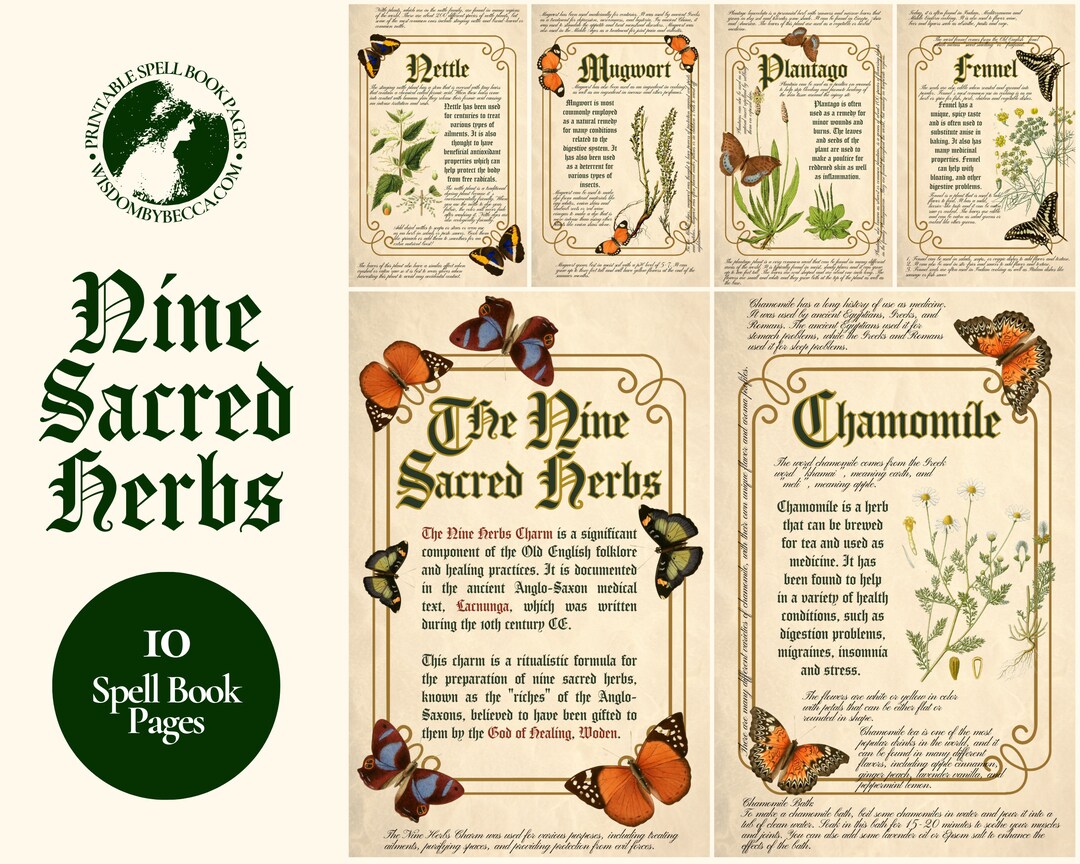 The Nine Sacred Herbs 10 Spell Book Pages printable PDF Etsy New Zealand