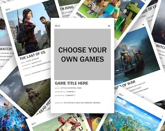 CUSTOM, Choose Your Own, Mini Video Game Print Minimalist Poster Polaroid Postcard Aesthetic Room Decor Gift Collection (6x4inch)
