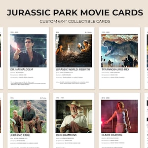 Jurassic Park Cards 6x4&quot; Art Prints Dinosaurs Characters Movies Jurassic World Decor Minimalist Film Gift Set Dinosaur Wall Art