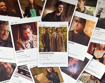 Supernatural, Mini Movie Film Tv Show Character Print Minimalist Poster Polaroid Postcard Room Decor Collection (6x4inch)