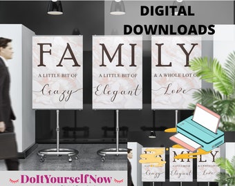 Familie A Little Bit of Crazy Print, Familien Zitate, Familienschild, druckbare Wandkunst, Familien definition druckbar, Wanddeko Zeichen Familie
