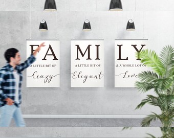 Familia Un poco de impresión loca, Citas familiares, Signo familiar, Arte de pared imprimible, Definición de familia Imprimible, Decoración de pared Sign Art Familia