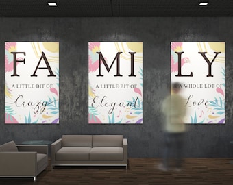 Familie A Little Bit of Crazy Print, Familien Zitate, Familienschild, druckbare Wandkunst, Familien definition druckbar, Wanddeko Zeichen Familie