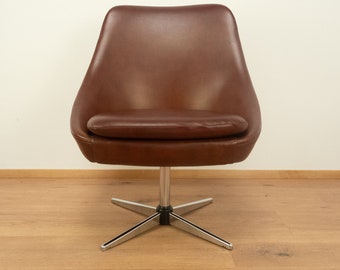 Cocktail chair, chrome frame, brown imitation leather, 1950s