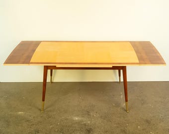 Height-adjustable coffee table, maple, beech, 1950s