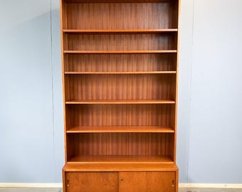 Mid-century bookcase with cabinet base, teak, 1960s