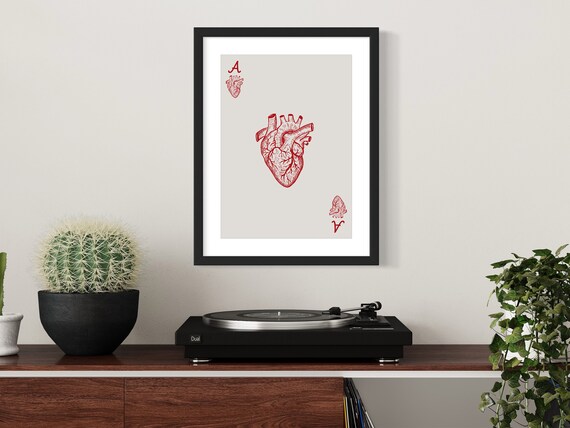 Ace of Hearts Print | Quirky Poster | Lucky You Anatomical Heart