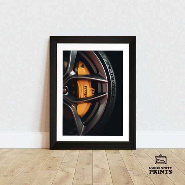 Ferrari Wheel Print | Supercar A3 A4 A2 A1 Framed Poster Print  | Wall Art