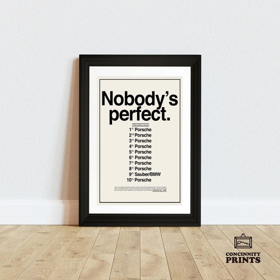 Vintage Porsche Nobody's Perfect Slogan Poster A3 A4 Etsy UK
