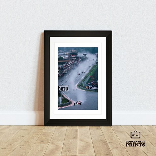 Ayrton Senna Spa Pluie Marlboro Affiche Imprimer | McLaren | Portrait A3 A4 Encadré | Art mural