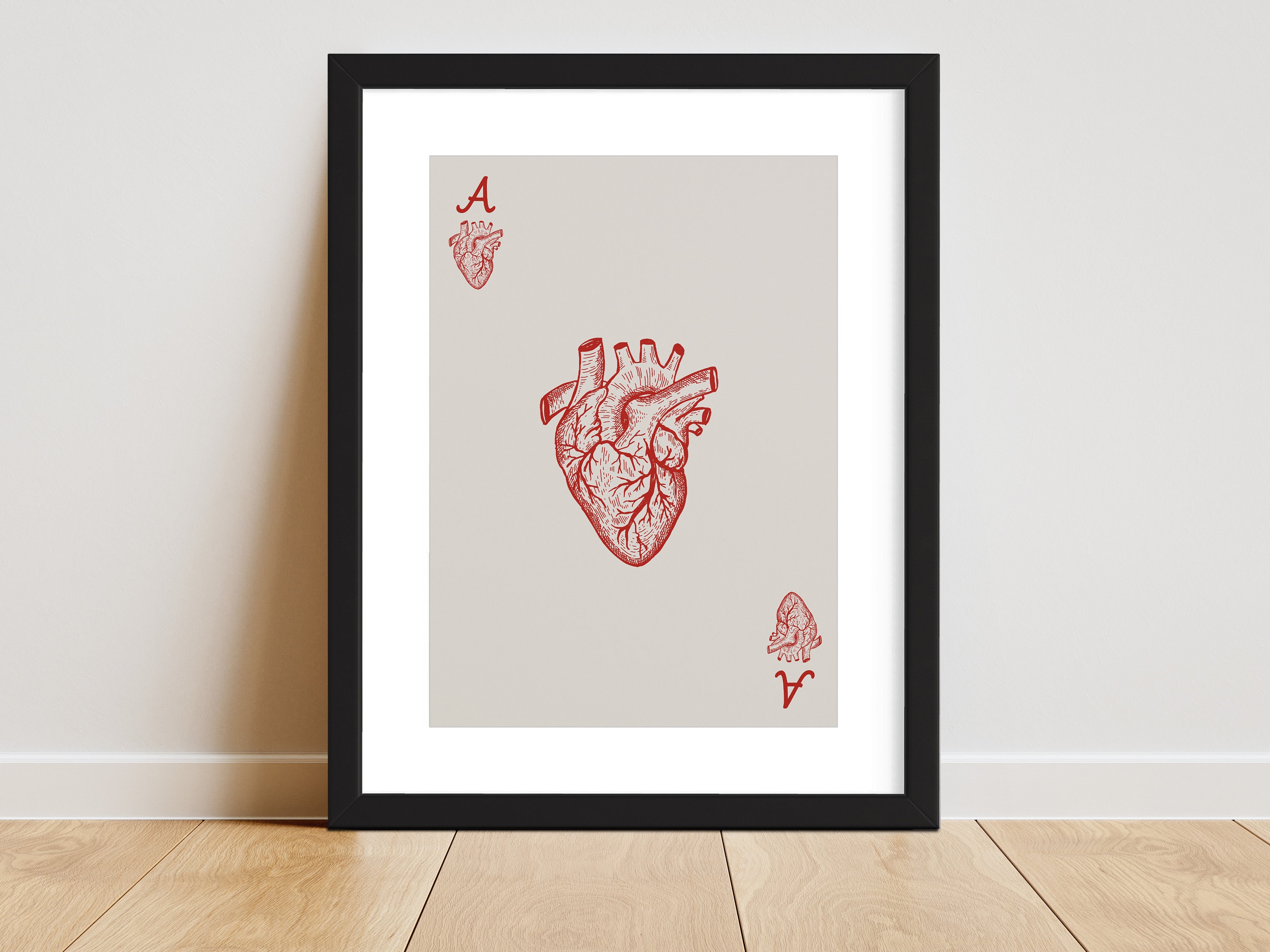 Ace of Hearts Print | Quirky Poster | Lucky You Anatomical Heart