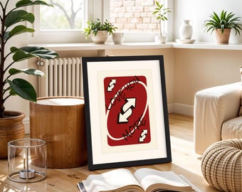 Uno Reverse Card Art | Love You More | Retro Uno Print | Vintage Retro Poster | Home Warming Gift | Bedroom Kitchen | Trendy Wall Art