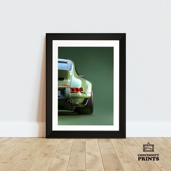 Singer Porsche Print | Retro Vintage Rear View | A3 A4 Framed
