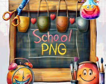 100 PNG Back To School Clipart, School Supplies, School Clipart, Commercial Use, Educator images, Classroom PNG, Notebook Illustration