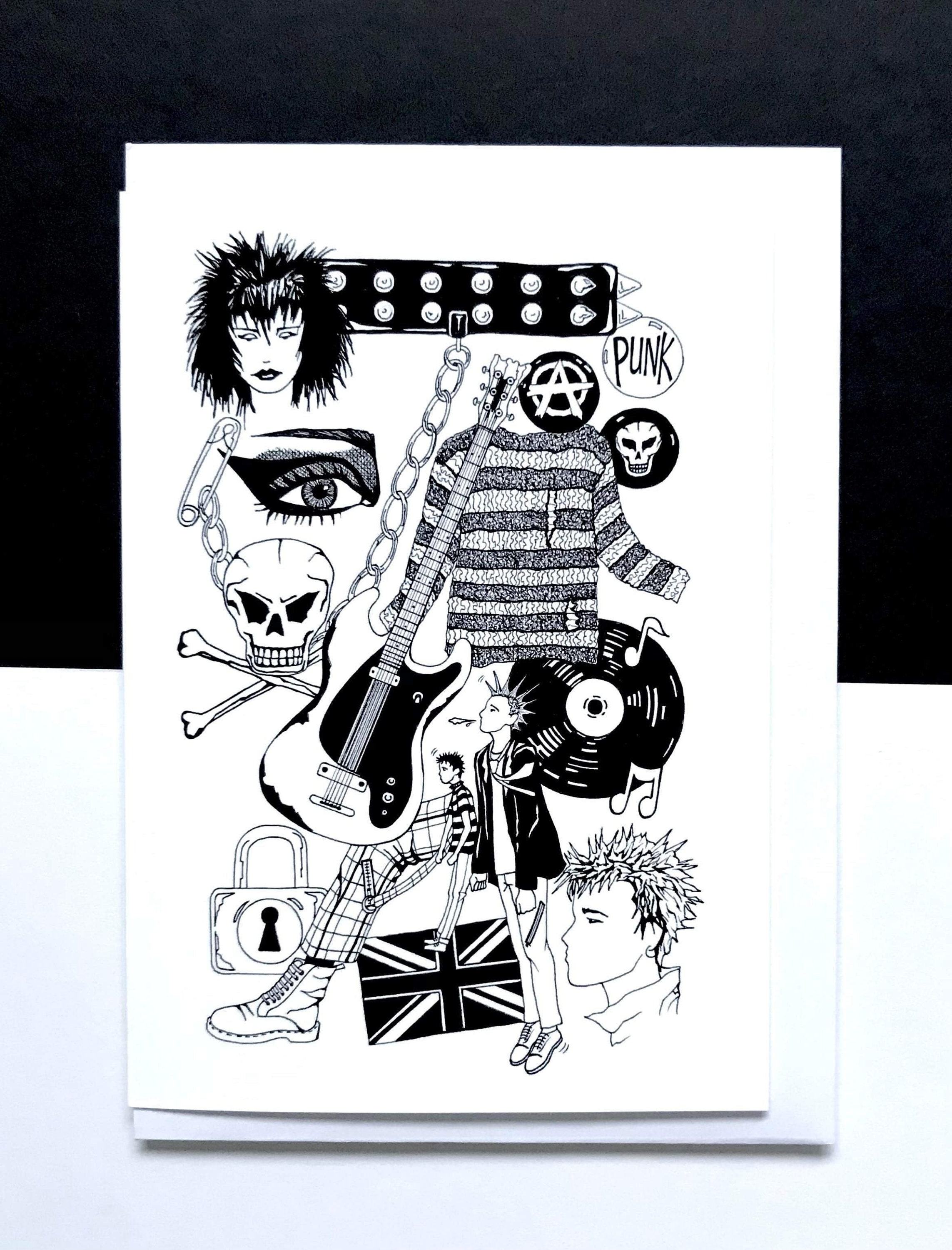 Punk Card Punk Birthday Card Punk Rock Card Music Lover