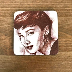 Audrey Hepburn coaster, Coaster, 1950’s, 50’s style, Audrey Hepburn, Gifts for her