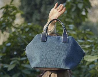 Timeless Elegance:  Blue Wool Handbag for Fashionable Function | Wrap Yourself in Luxury | Classic Comfort | The All-Seasons Blue Bag