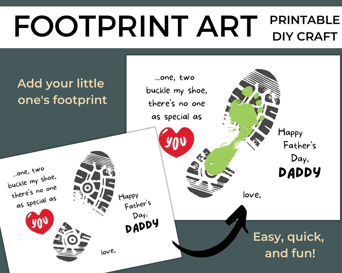 Father's Day Footprint Art Printable DIY Craft Keepsake - Etsy