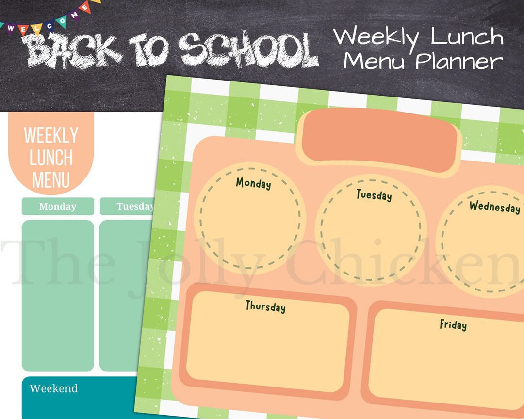 Weekly School Lunch Menu Planner Printable Template Tool Etsy Weekly school lunch menu planner printable template tool etsy