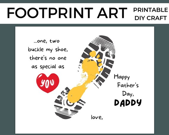 Father's Day Footprint Art Printable DIY Craft Keepsake - Etsy