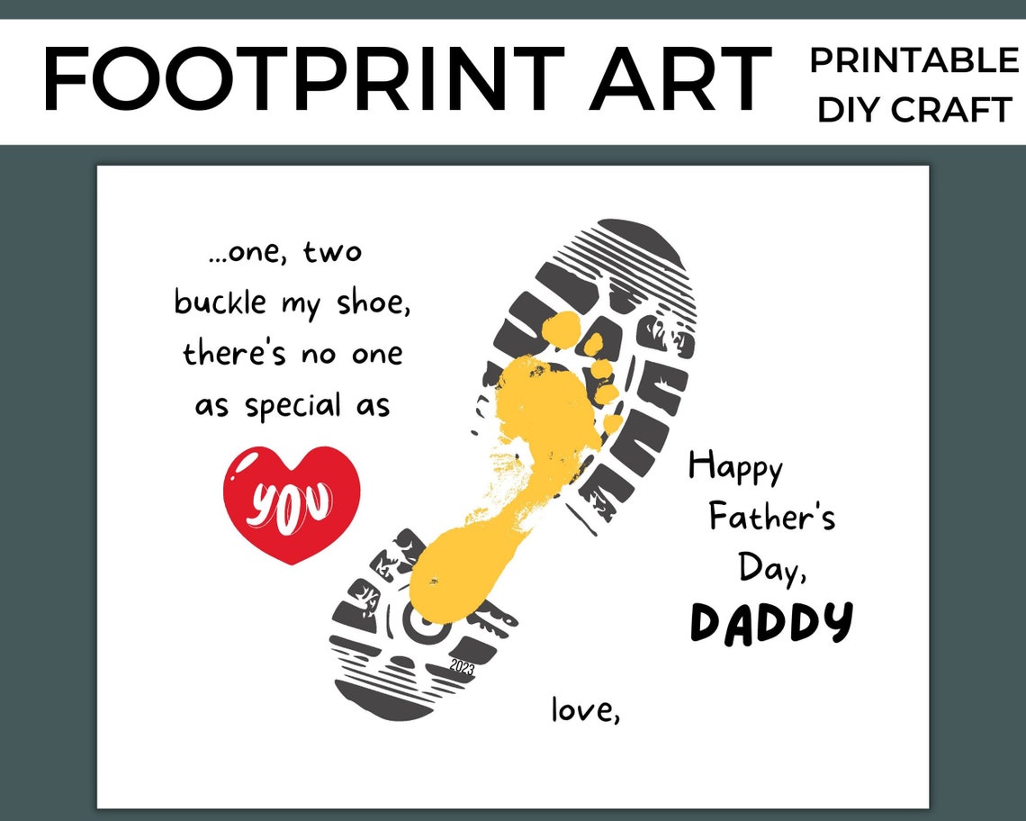 Father's Day Footprint Art Printable DIY Craft Keepsake - Etsy