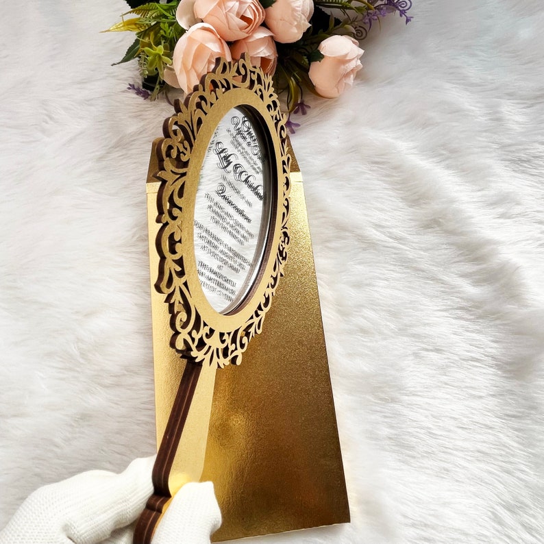 Quinceanera Invitation Gold Mirror Birthday Invitation Sweet Etsy