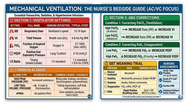 Vent Rise Stability Chart Mechanical Ventilation Bedside Guide - Etsy