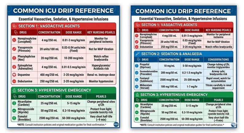 Common ICU Drip Reference - Etsy