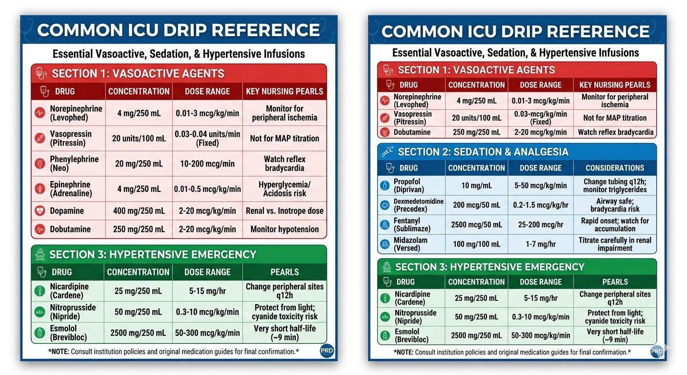 Common ICU Drip Reference - Etsy