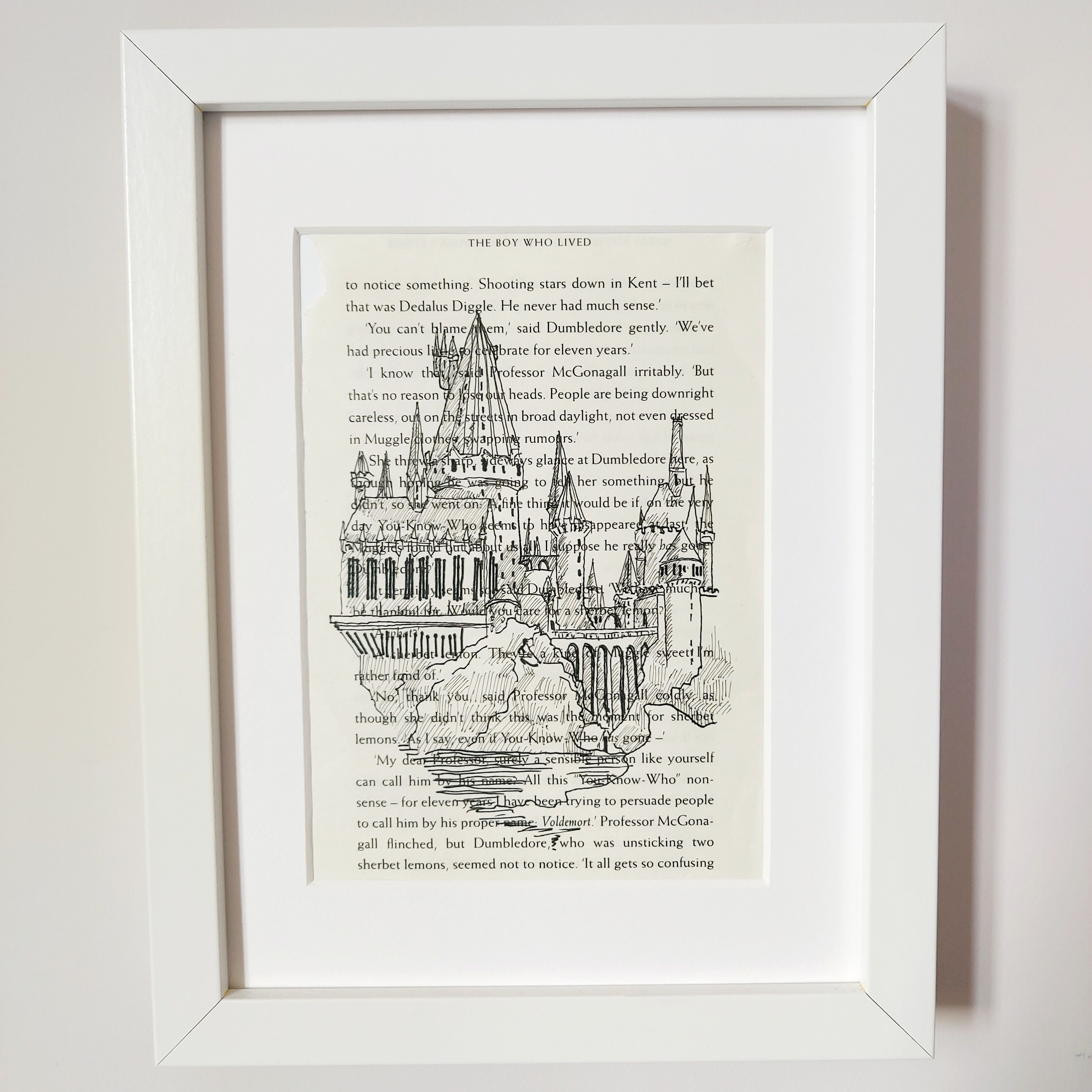 Bespoke Hand drawn Harry Potter Inspired Book Page Art Etsy