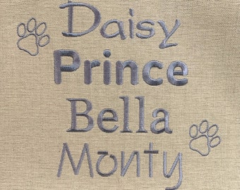 Personalized Pet Bed Cushion/Crate Cover Embroidery: Custom Name