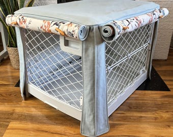 Diggs Revol Dog crate cover for medium Revol crate, in a Powder Blue cotton fabric, fully lined and pre-washed.