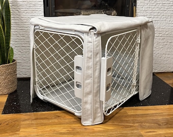 Luxury Crate cover to suit Diggs Evolv Dog crate, Pearl Gray or Smokey Taupe, fully lined and washable.