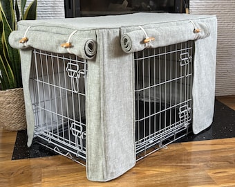 Handmade luxury Made-to-Measure Dog Crate Cover , Soft Sage, Fully Lined, Washable