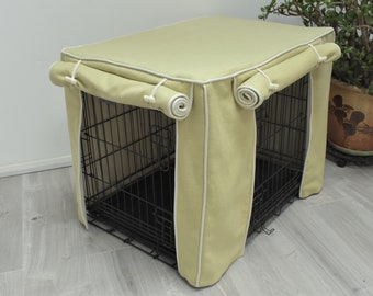 Dog crate covers made to measure in a lovely Cool Green coloured fabric Sizes S M L XL fully lined