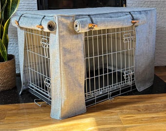 Dog Crate Cover light Grey fabric fully lined Made to Measure