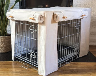 Pets at Home small double door dog crate cover only, in a new cream coloured cotton fabric, washable, fully lined.