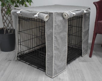 Dog Crate Cover Charcoal Grey fully lined Made to Measure