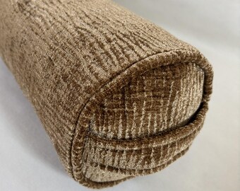 Handmade Toasted Caramel Door Draught Excluder, Removable Washable Cover, 14cm Diameter, Made in the UK